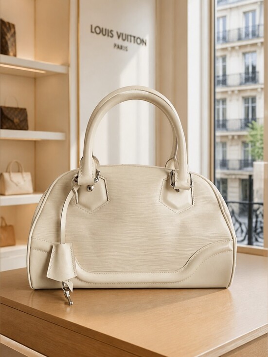Louis Vuitton Handbags - Louis Vuitton Ivory Epi Bowling Montaigne PM With Silver Lock And Two Keys